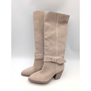 Lucky Brand Risvin Bow Whipstich Tall Knee High Heel Boots Size US5.5M EU36